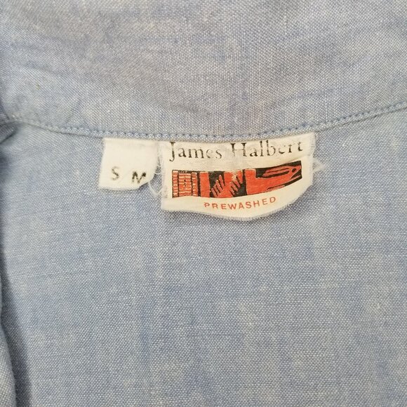 Vintage James Halbert button down shirt blue sz S/M handwoven made in Guatemala - Picture 6 of 7